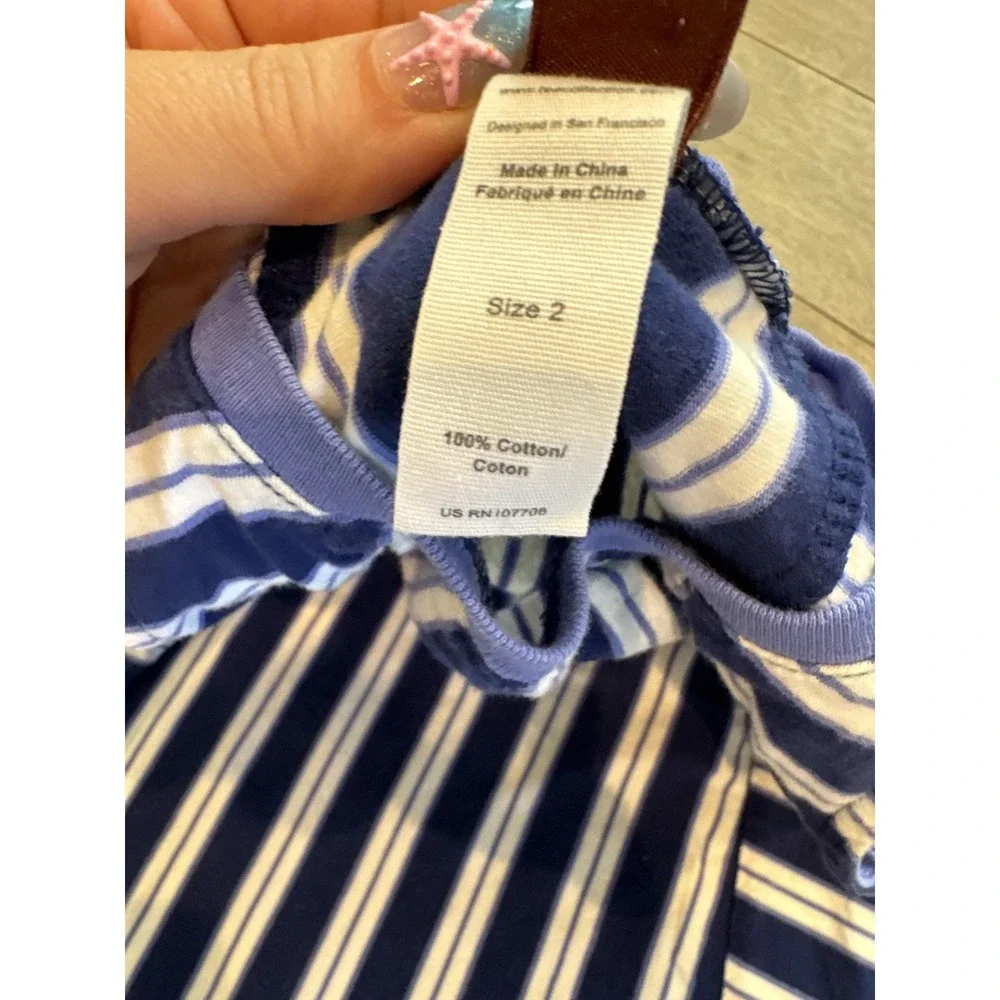 Tea Collection Dress Girls 2T Blue Stripe Sleeveless Trapeze Swing Cotton Summer